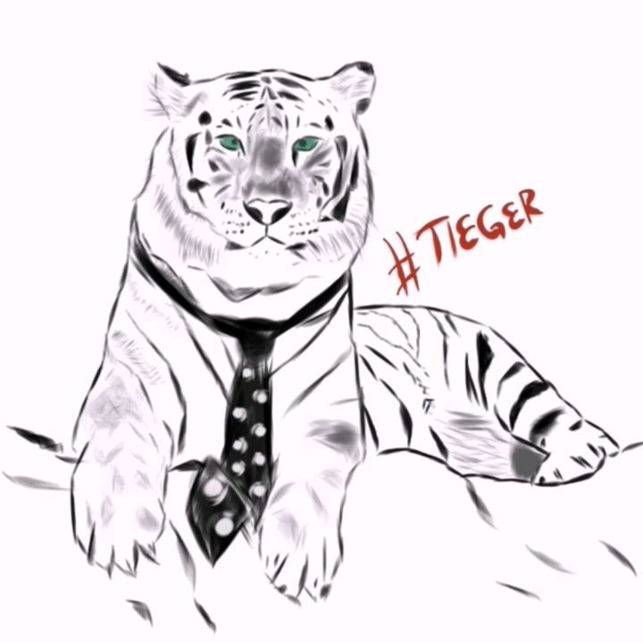 Der Tiger mit Krawatte, tuch, weisser tiger