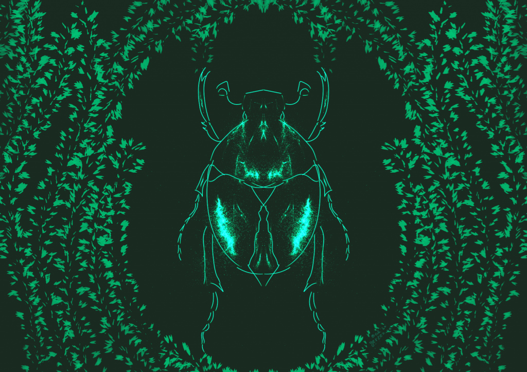 Grüner Käfer, Digitalzeichnung