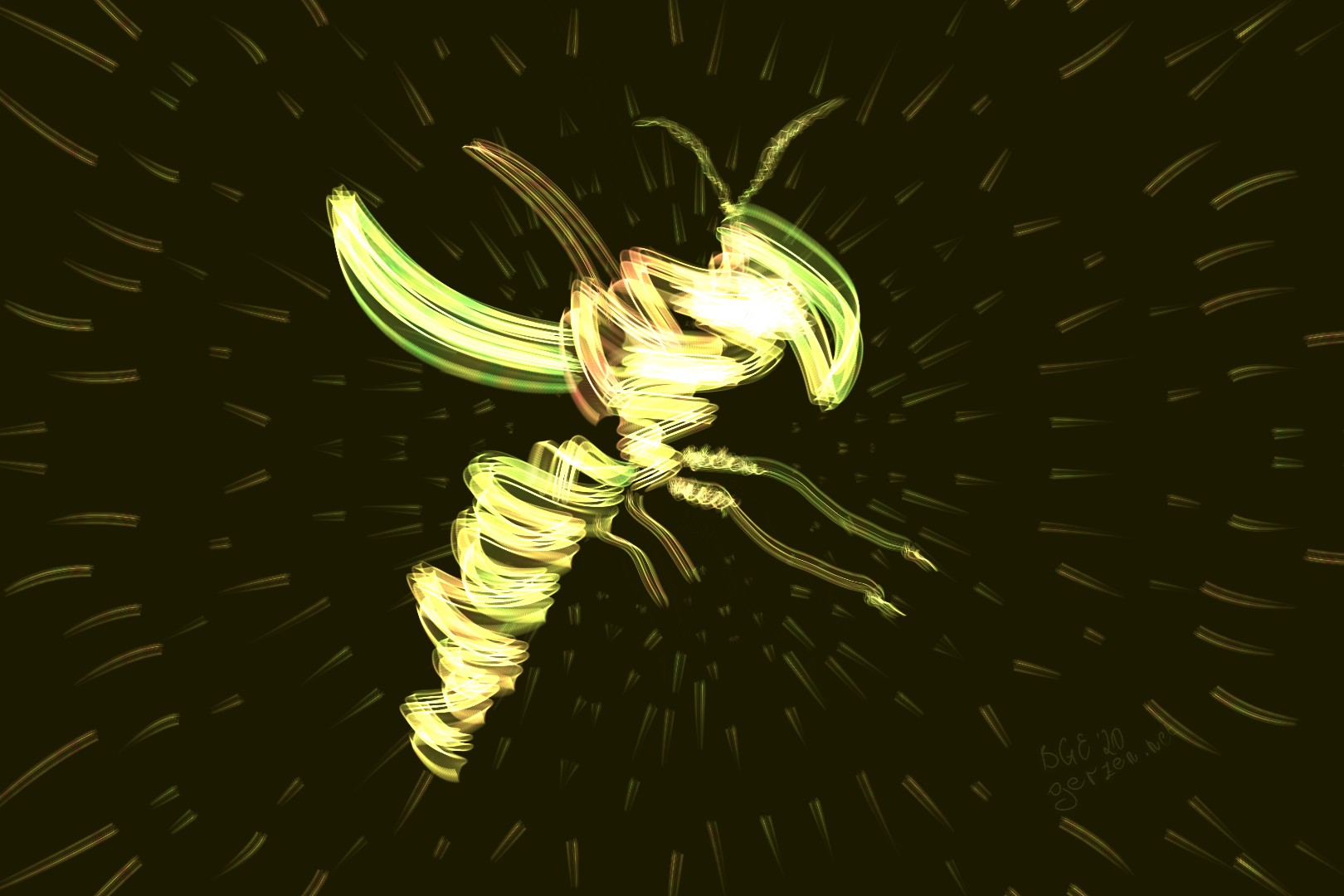 glowing wasp