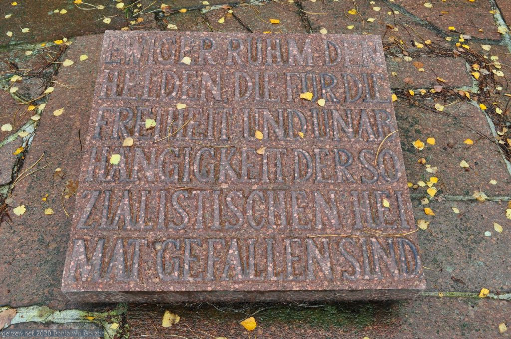 Memorial board with German Text, garden cemetery Marzahn